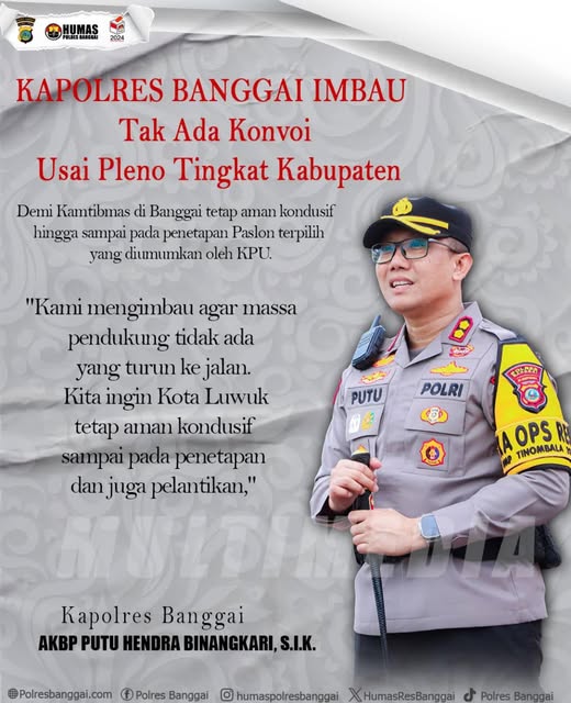 Kapolres Banggai Imbau tak ada konvoi usai Pleno Tingkat Kabupaten